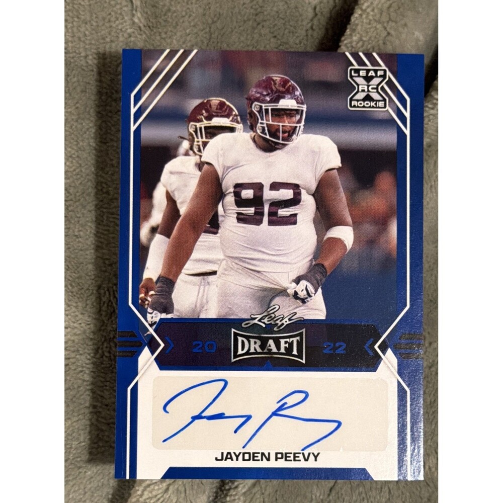2022 Leaf Draft - Autographs Jayden Peevy #BA-JP2 Blue (AU, RC)